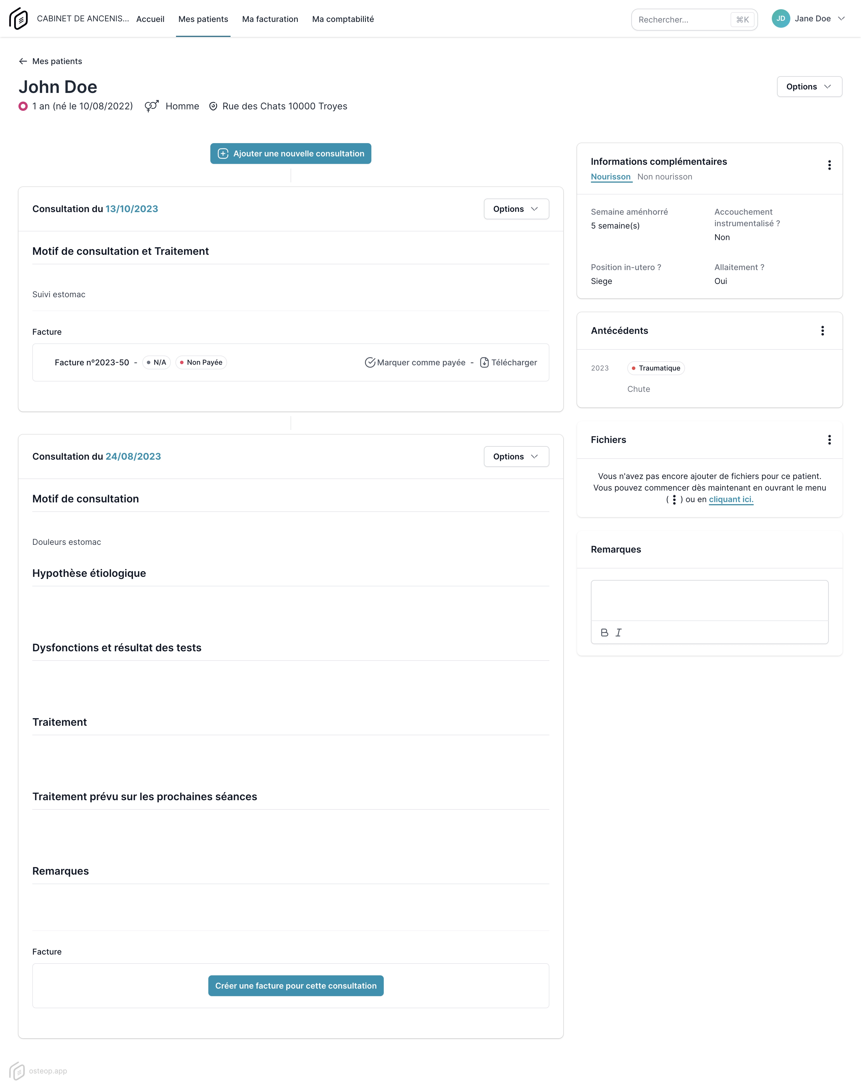 Osteop fiche patients